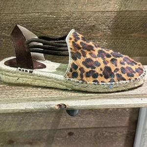 Picon Calf-Hair Leopard Print Espadrille Sandals Womens Size 9